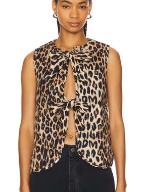 Damson Madder Leopard Tie Front Tilly Gilet Size 12